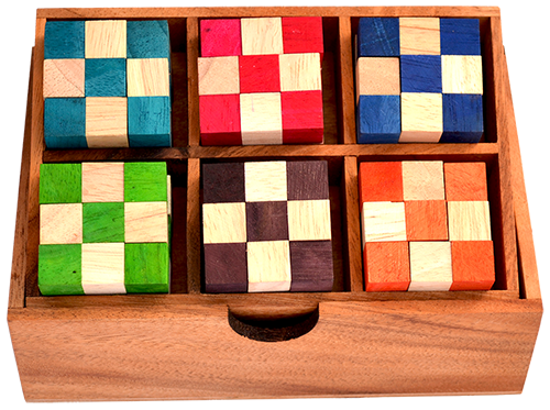 Snake Cube Level Box de Samanea Coffret en bois Collection de puzzle en bois de cubes de serpent