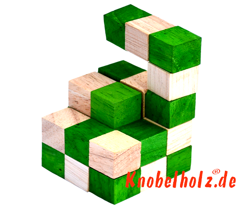 Anleitung des Snake Cube Puzzle Grün der Level Box Schritt 7 der Anleitung des Puzzle aus Holz
