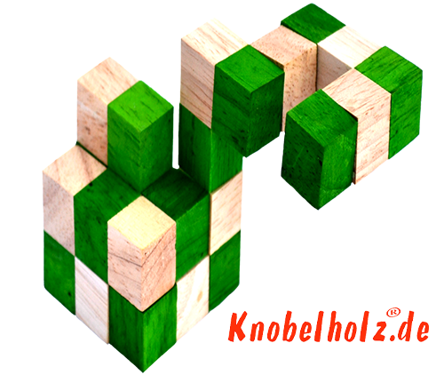 Anleitung des Snake Cube Puzzle Grün der Level Box Schritt 5 der Lösung des Puzzle aus Holz