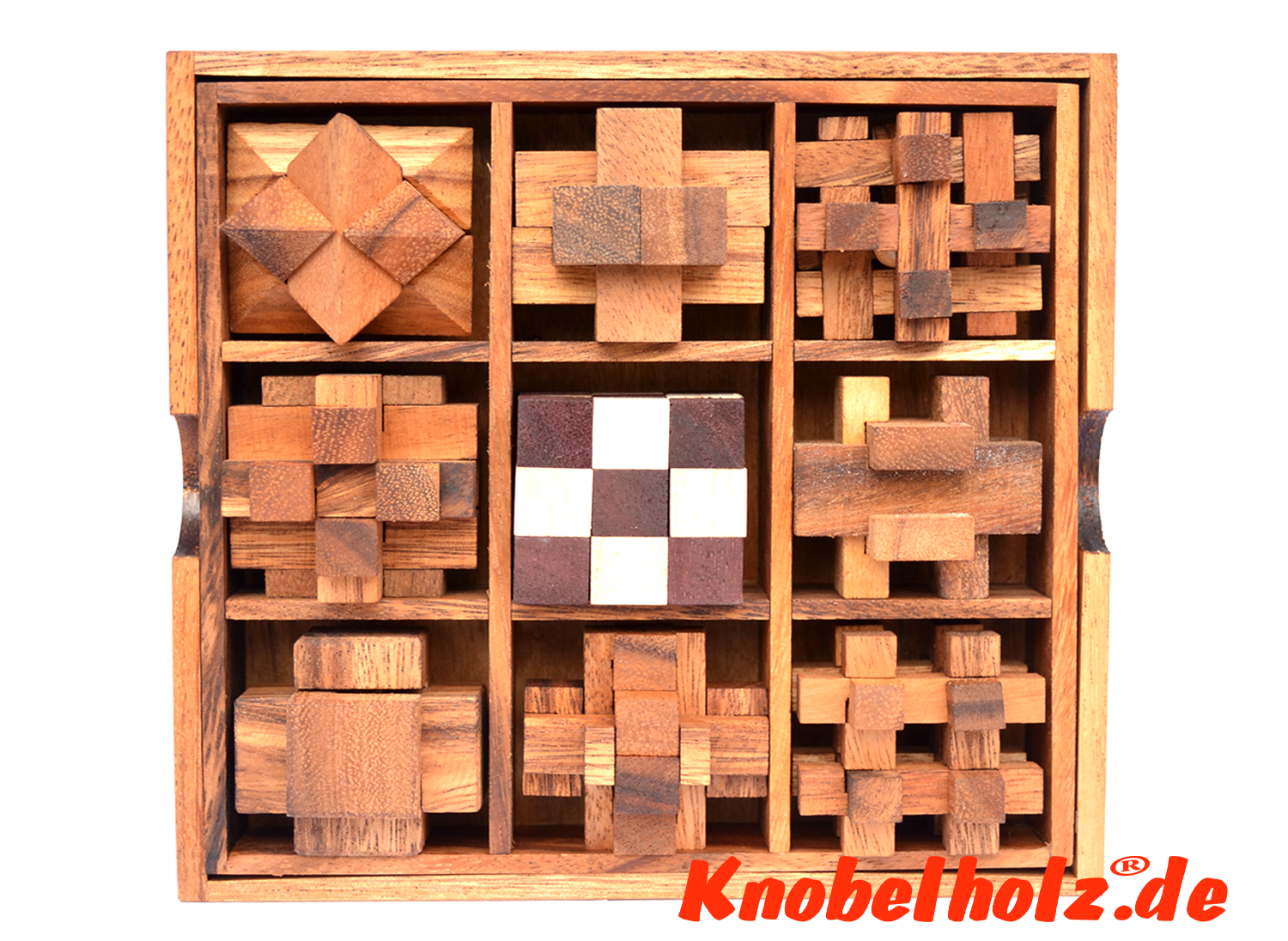 wooden puzzle gift set box with 9 puzzle
