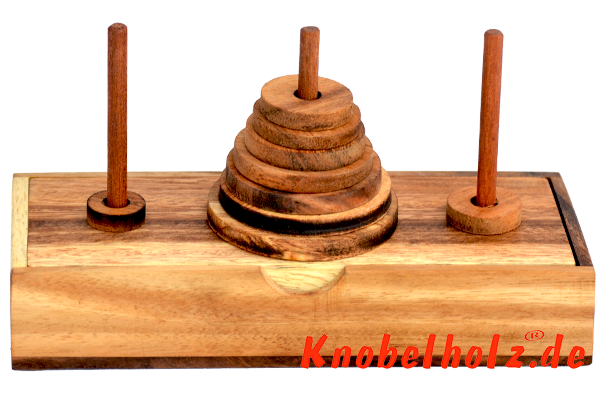 Turm von Hanoi mit 9 runden Scheiben Logikspiel in einer Holzbox Pagoda wooden puzzle