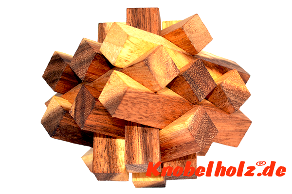 Alternated Lying large Brick Holzpuzzle 3D mit 15 Teilen Wooden IQ Puzzle, Geduld Puzzle, Denkspiel in den Maßen 11,0 x 11,0 x 11,0 cm, samanea brain teaser
