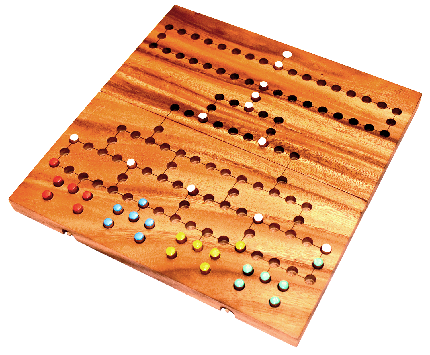 Barricade Blockade Würfelspiel in einem Klappbrett aus Holz Xlarge 35,0 x 35,0 x 3,5 cm, Knobelholz Würfelspiel für 4 Spieler 