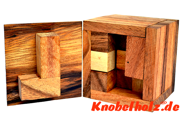 Burr Box Cube Puzzle 3 D, Knobelspiel ein Interlock Puzzle aus Holz mit den Maßen 8,0 x 8,0 x 8,0 cm samanea wooden brain teaser
