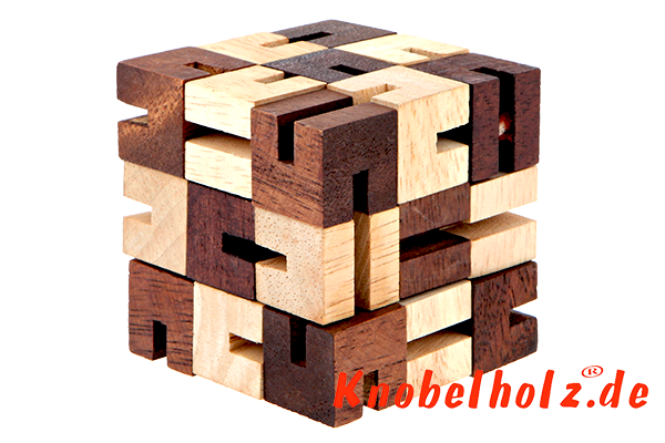 Free Style 27 Cube Puzzle verschiedene Figuren puzzeln mit einem Würfel aus Holz in den Maßen 6,0 x 6,0 x 6,0 cm, monkey pod puzzle
