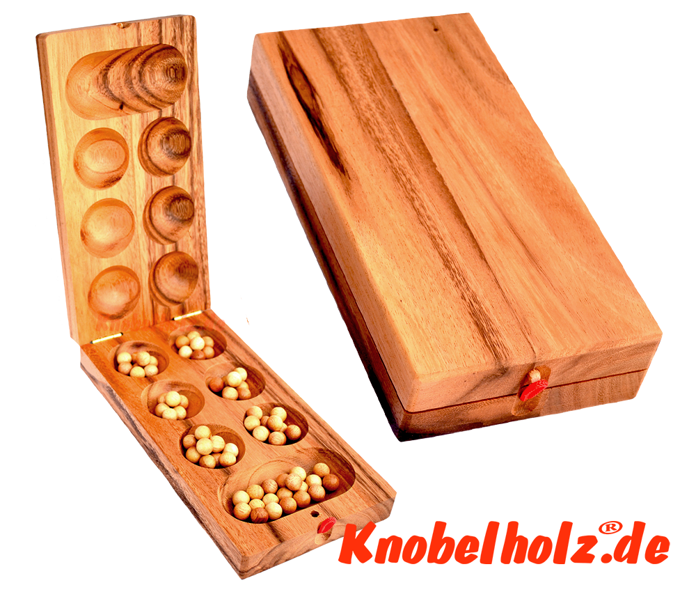 Kalaha afrikanisches Bohnenspiel Rain Tree Mancala Holzversion in den Maßen 24,8 x 13,2 x 4,8 cm, mancala samanea wooden game