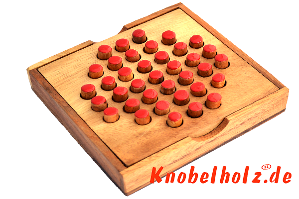 Solitaire Extra Pins large oder Steckhalama Box das beliebteste Strategie Spiel für 1 Spieler aus Holz in der samanea Holz Box