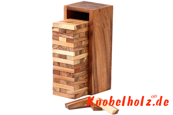 Wobbly xl Game Tower xlarge  Wackelturm ein Spielspass für die ganze Familie in den Maßen 32,5 x 9,6 x 8,6 cm, Stapelturm extra large tower samanea wooden game