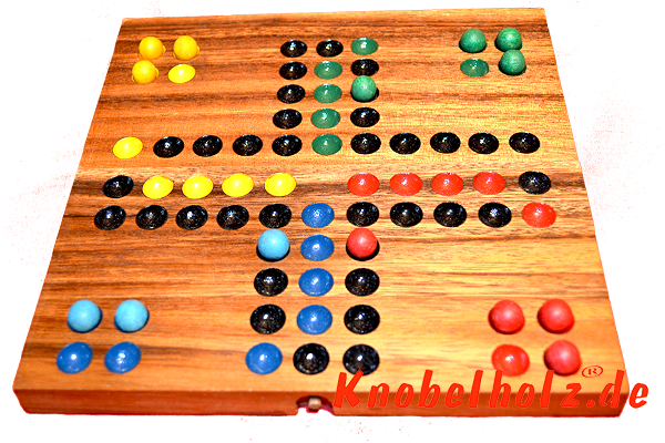 Ludjamgo 6 und nach Haus Würfelspiel Klappbrett moit Kugeln als Reisevariante mit ganzer Familie in Maßen 20,0 x 20,0 x 2,5 cm, ludo bord balls samanea wooden game