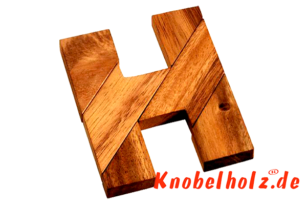 H Puzzle buchstaben Holzpuzzle Wooden Game Tangram mit 6 Holzteilen in den Maßen 7,6 x 5,8 x 2,0 cm, samanea brain teaser