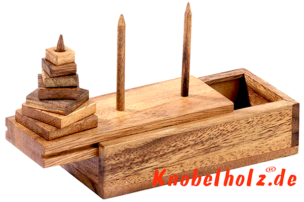 Pagoda Turm von Hanoi mit 7 Platten Logikspiel in einer Holzbox Pagoda wooden puzzle