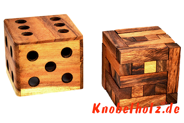 Packing Box Y Holzpuzzle 3D Pentominoe mit 25 Teilen in den Maßen 8,8 x 8,8 x 8,8 cm, samanea wood brain teaser