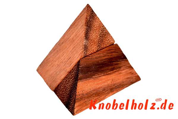 Pyramiden Holzpuzzle large mit 2 Teilen Wooden Game Brain Teaser Denkspiel in den Maßen 5,5 x 7,0 x 5,5 cm, samanea brain teaser