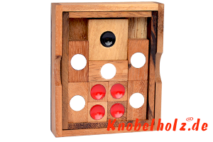 Khun Pan small Escape Schiebespiel in einer Holzbox tolles Schiebespiel für einen Spieler mit den Maßen 9,7 x 8,2 x 2,2 cm , khun pan samanea wooden game