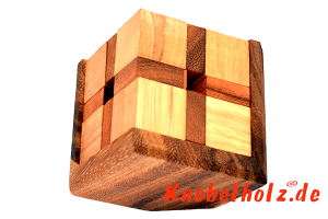Achter Puzzle Octagon Puzzel aus Holz, Denkspiel, IQ Puzzle, Knobelholz mit Maßen 7,0 x 7,0 x 7,0 cm, monkey pod puzzle