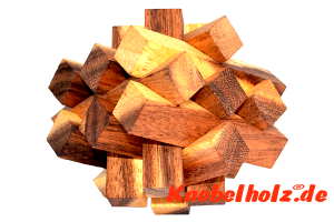 Alternated Lying large Brick Holzpuzzle 3D mit 15 Teilen Wooden IQ Puzzle, Geduld Puzzle, Denkspiel in den Maßen 11,0 x 11,0 x 11,0 cm, samanea brain teaser