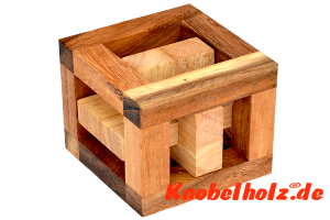 Catch Cross Cube Puzzle 3 D Interlock, Knobelspiel Puzzle aus Holz mit den Maßen 7,5 x 7,5 x 7,5 cm monkey pod wooden brain teaser