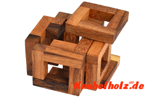 Cover Cube Puzzle Lösung 3D Interlock, Knobelspiel Puzzle aus Holz mit den Maßen 7,5 x 7,5 x 7,5 cm samanea wooden brain teaser