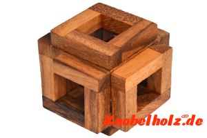 Cover Cube Puzzle 3D Interlock, Knobelspiel Puzzle aus Holz mit den Maßen 7,5 x 7,5 x 7,5 cm samanea wooden brain teaser