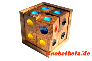 crazy 6 cube wooden puzzle rubik cube aus holz knobelspiel ampelspiel in den Maßen 6,0 x 6,0 x 6,0 cm samanea wooden brain teaser 