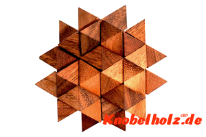 Durian Puzzle Antivirus Star Holzpuzzle 3D mit vielen Teilen Wooden IQ Puzzle, Geduld Puzzle, Denkspiel in den Maßen 9,0 x 9,0 x 9,0 cm, samanea brain teaser