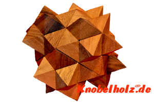Durian Puzzle large Antivirus Star Holzpuzzle 3D mit vielen Teilen Wooden IQ Puzzle, Knobel Puzzle, Denkspiel in den Maßen 15,0 x 15,0 x 15,0 cm, samanea brain teaser