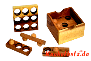 Easy Box Golf Ball Holzpuzzle 3D beliebteste  Puzzle mit 6 Teilen in den Maßen 8,8 x 8,8 x 3,8 cm, samanea wood brain teaser