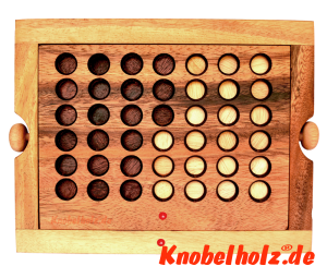 Connect Four Chips Strategy Game, Vier Gewinnt, Bingo Samanea Holz Strategie Spiel mit Chips mit den Maßen 24,0 x 18,5 x 6 cm , connect four monkey pod bingo
