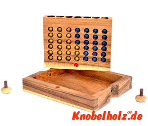 Vier Gewinnt, Bingo Box Strategiespiel Samanea Holzspiel für 2 Spieler mit den Maßen 17,5 x 12,8 x 3,0 cm, connect four in wooden box samanea