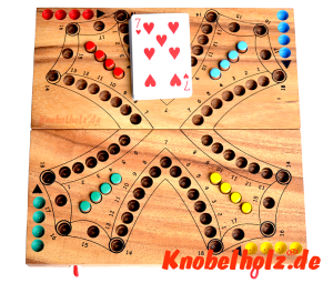 Tock Tock Dog Card Game, Tac Spiel ist ein Unterhaltungsspiel mit Karten in den Maßen 25,8 x 12,6 x 4,5 cm Dog game Tock Samanea wooden board