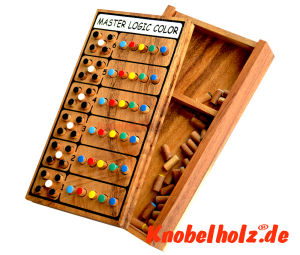 Master Logic Color das Superhirn Logikspiel Knobelholz Box in den Maßen 20,8 x 11,5 x 4,5 cm, samanea wooden game