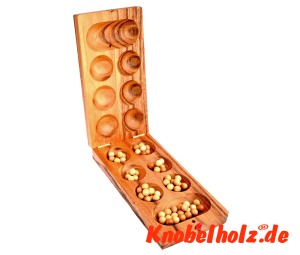 Kalaha afrikanisches Bohnenspiel Mancala Holzboard in den Maßen 24,8 x 13,2 x 4,8 cm, mancala samanea wooden game