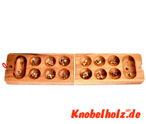 Kalaha, Reise Mancala Board, afrikanisches Bohnenspiel Holzbox in den Maßen 16,3 x 7,8 x 4,5 cm, mancala samanea wooden game