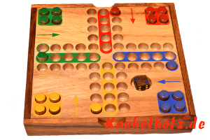 Ludjamgo 6 und nach Haus Würfelspiel Box mit Stiften Reisevariante mit der ganzen Familie in Maßen 13,8 x 13,8 x 3,2 cm, ludo pins samanea wooden game