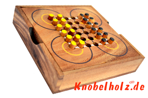 Surakarta Strategie Spiel 2 Spieler die Holzversion mit Holzstiften mit Maßen 13,5 x 13,5 x 3,0 cm, Strategy Surakarta samanea wooden game