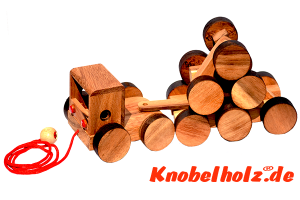 Kinder Truck 16 Wheels Eisenbahn Zug Puzzle aus Holz Holzzug mit Anhänger, Kinder Puzzle, Geduld Puzzle, Holzspiel in den Maßen 25,0 x 10,2 x 8,0 cm, samanea brain teaser puzzle