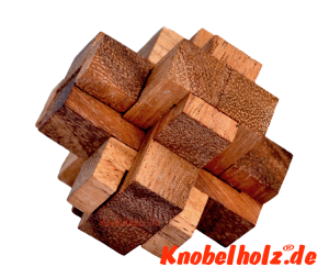 demon cube puzzle ein interlock holzpuzzle mit vielen Teilen ein Knobelspiel in den Maßen 5,0 x 5,0 x 5,0 cm samanea holz monkey pod