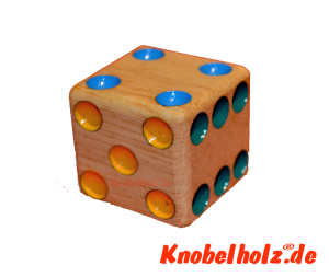 Holzwürfel 40 mm Spielwürfel aus Holz mit 1 bis 6 Punkten  in den Maßen 4,0 x 4,0 x 4,0 cm