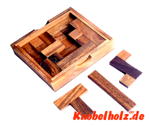 Topanto Pentominoes Holzpuzzle, 2d puzzle, 3d puzzle, tangram aus Holz in den Maßen 13,5 x 11,50 x 3,0 cm samanea wooden puzzle monkey pod