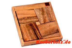 Possible Pack Puzzle Lösung Holz Legespiel in Holzbox mit den Maßen 11,5 x 10,2 x 1,4 cm samanea wooden brain teaser 