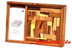 Tetris Holzpuzzle Box mit Karten 3D Pentomino Puzzle mit mehreren Tetris Holzteilen, IQ Puzzle, Geduld Puzzle, Denkspiel in den Maßen 22,0 x 15,4 x 3,6 cm, monkey pod teaser