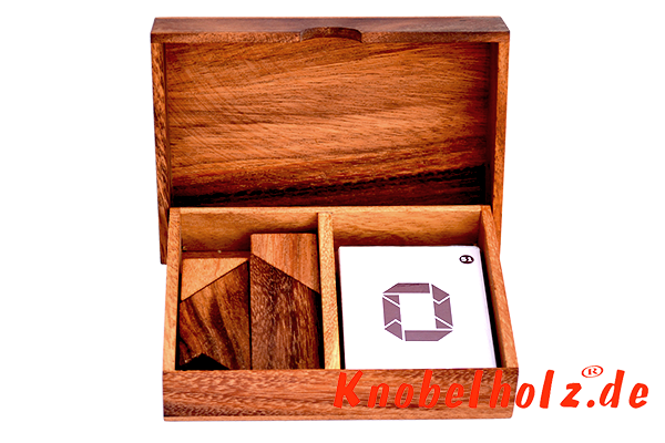 T Puzzle Battle Box Holzpuzzle für 2 T Wooden Puzzle Tangram mit 4 Holzteilen in den Maßen 12,5 x 15,5 x 3,3 cm, samanea brain teaser