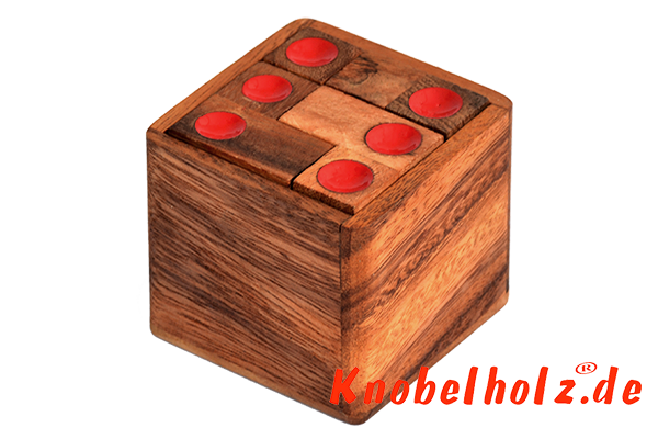 Dice Cube Würfelpuzzle medium 3D Puzzle mit 9 Teilen in den Maßen 6,9 x 6,9 x 6,3 cm, samanea wooden puzzle brain teaser